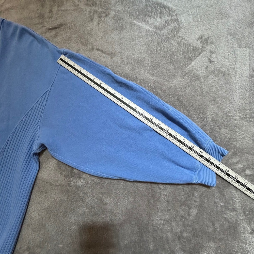 Aerie Womens L Blue Oversized Crewneck Sweatshirt Ribbed Side Panels Slit - Picture 13 of 13